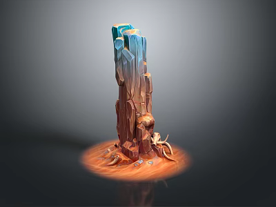 Octopus Tentacles In Brown Blue On Tree Stump 3D Art Model Design 3d model