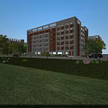 Modern School Building With White And Brown Facade Large Windows And Green Surroundings