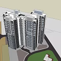 Modern High Rise Residential Complex With Multiple Buildings Road And Green Space Layout