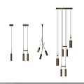 Modern Gold Pendant Light with Double Cylinder Design and Black Hanging Cords