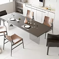 Elegant Modern Dining Table Set With Brown Black Chairs And Glass Top