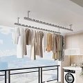 Overhead Clothes Hanger Modern Design With Hanging Garments In Bright Interior Space