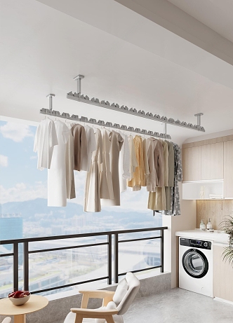 Modern Hangers Anti-Hangers Clothes Balcony Hangers 3d model