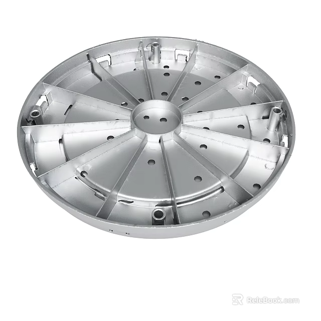 Sturdy Industrial Metal Circular Component With Multiple Holes And Slots 3d model 