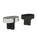 Minimalist Modern Bedside Table With White Circular Top And Black Cylindrical Base 3d model