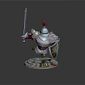 Detailed Silver Knight Armor with Red Decorations Sword Shield and 3D Model Base 3d model