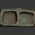 Ancient Animal Themed Ceramic Vessel With Two Compartments And Patinated Surface