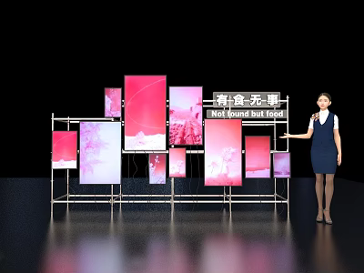 Modern Display Shelving with Digital Screens for Hotel Buffet Food and Staff Attendant 3d model
