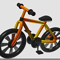 Colorful Kids Bicycle With Yellow Orange Gradient Frame Black Wheels And Seat On White Background