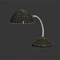 Vintage Industrial Metal Table Lamp Design With Curved Arm And Round Scratched Base