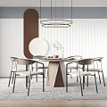 Modern Dining Table and Chair Combination Dining Table and Chair 3d model