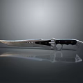 Sharp Metal Knife With Black Handle Metallic Accents Modern Design On Reflective Surface