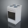 Practical White Home Stove With Four Burners Oven And Control Knobs 3d model