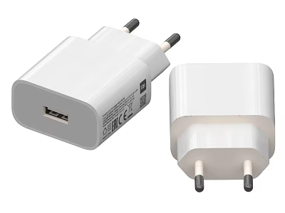 White USB Phone Charger Wall Adapter For Mobile Devices Power Supply 3d model