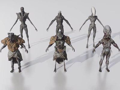 Male Sci Fi Fantasy Characters With Different Armored And Lean Body Designs 3d model