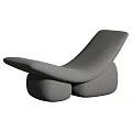 Modern Gray Fabric Lounge Chair With Curved Design And Unique Base Support