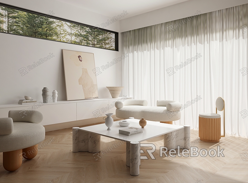 Jean Architects Simple White Living Room model