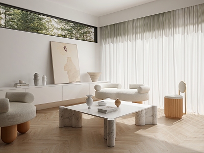 Jean Architects Simple White Living Room model