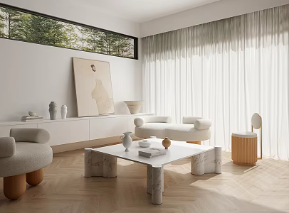 Jean Architects Simple White Living Room 3d model