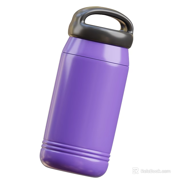 Modern Purple Stainless Steel Insulated Cup with Black Lid and Handle 3d model 