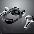 Advanced VR Headset With Comfortable Design And Wireless Controllers For Electronic Entertainment Device 3d model