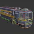 Blue And Yellow Futuristic Car With Transparent Cabin And Industrial Design Elements