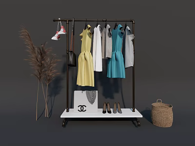 Clothing Skirt Dress Jacket Canvas Shoes High Heels Shoe Box Combination 3d model