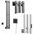 Modern Silver Metal Vertical Bars With White Frame And Black Control Panel 3d model