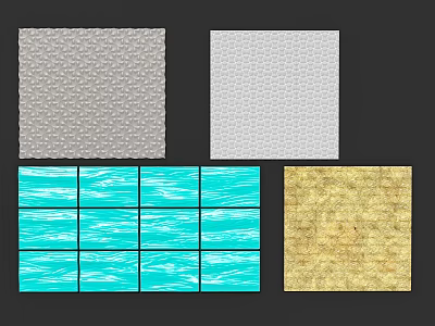 Variety of Textured Wall Panels in Gray White Blue and Beige Color Designs 3d model