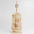 Unique Violin Shaped Decorative Cabinet With Natural Burled Wood Texture For Artistic Home Interior Decoration