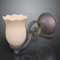 Vintage Style Wall Sconce With White Glass Shade And Curved Metal Frame