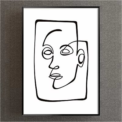 Abstract Human Face Line Drawing With Black And White Simple Geometric Shapes 3d model