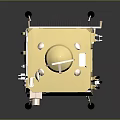 Lunar Terrain Supporting Gold Lander With Antennas And Landing Legs