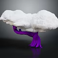 Unique Artistic Tree With Purple Trunk And White Cloud Like Top Structure