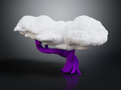 Unique Artistic Tree With Purple Trunk And White Cloud Like Top Structure 3d model