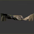 Detailed 3D Book Shaped Terrain Model With Mountain Ranges And Lush Green Vegetation