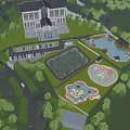 Scenic Park Landscape Featuring Multiple Pools Various Water Play Zones And Lush Greenery