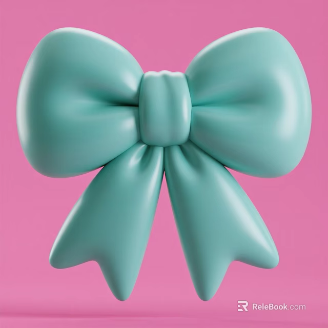 Decorative Ornament Set with Mint Green Bow Design on Pink Background 3d model 