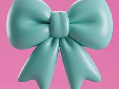 Decorative Ornament Set with Mint Green Bow Design on Pink Background 3d model