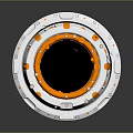 Futuristic Circular Sci-Fi Scene Component With White Orange Design And Geometric Patterns 3d model