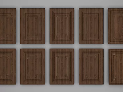 Wooden Cabinet Doors With Various Panel Designs And Natural Wood Grain Patterns 3d model
