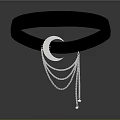 Modern Black Chandelier With Hanging Silver Chains And Star Pendants In Contemporary Design
