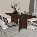 Stylish Interior With Wooden Dining Table Decorative Vase Modern Chairs Rug And Window Blinds