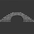 Stone Arch Bridge Structure With Curved Design And Stone Steps Walls 3d model