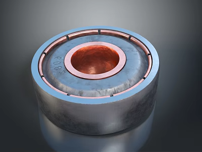 Durable Circular Household Metal Item With Copper Inner Ring And Silver Outer Structure 3d model