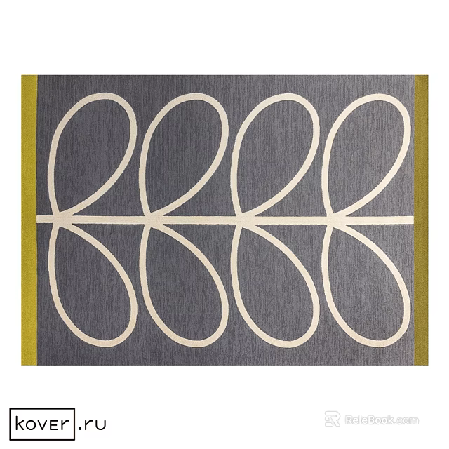Modern Square Rug With Gray White Geometric Pattern And Yellow Border 3d model 