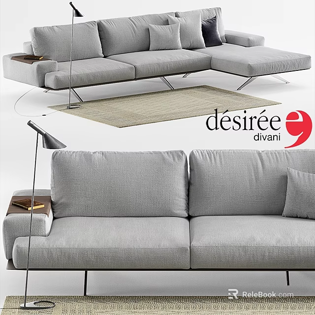 Stylish Modern Gray Fabric Sofa With Comfortable Cushions And Contemporary Design 3d model 