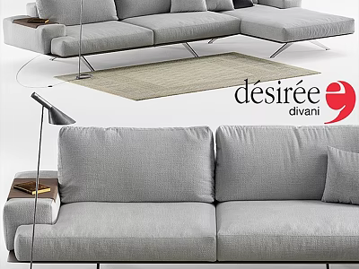 Stylish Modern Gray Fabric Sofa With Comfortable Cushions And Contemporary Design 3d model