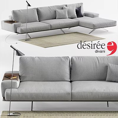 Stylish Modern Gray Fabric Sofa With Comfortable Cushions And Contemporary Design 3d model
