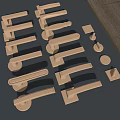 New Chinese style door handle hardware door handle combination 3d model